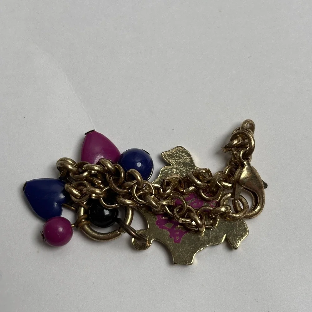 Disney High School Musical Gold Tone Girls Charm Bracelet Enamel Crest Y2K VTG